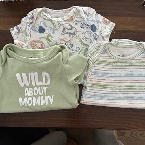 Baby Essentials Green and Multicolor Bodysuits